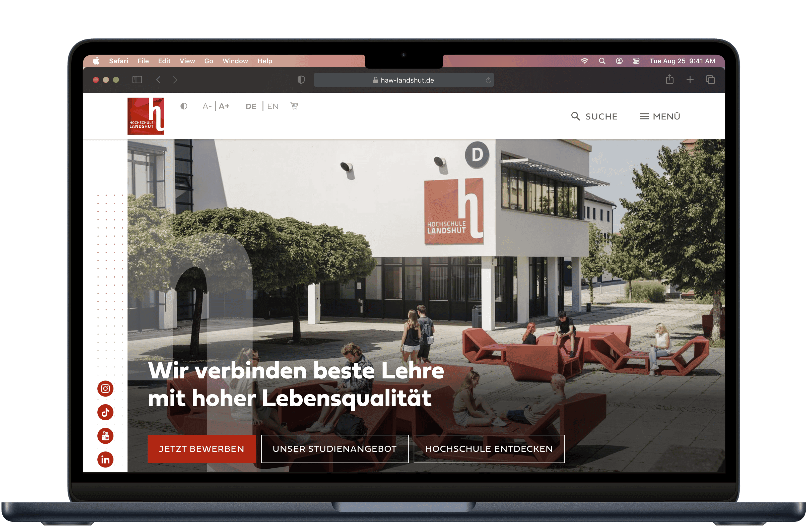 Website Mockup der Hochschule Landshut