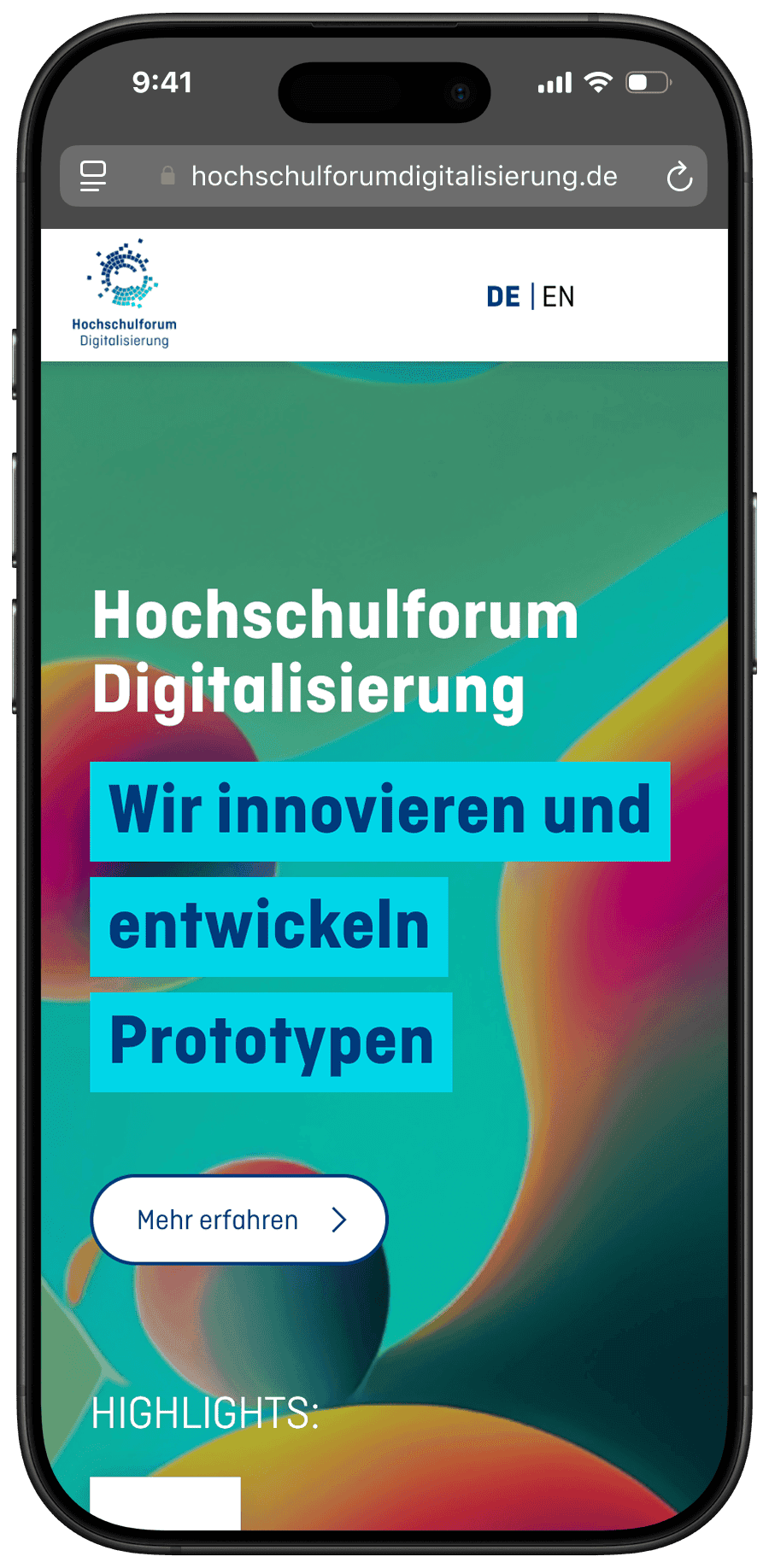 Website Mockup des Hochschulforums Digitalisierung